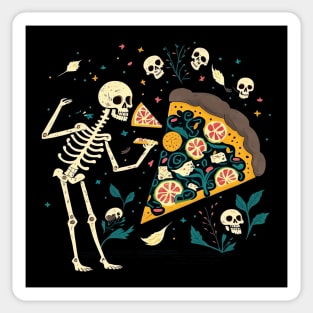 Skeleton and pizza Sticker